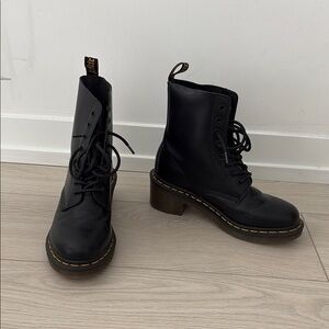 Dr. Martens Black Combat Moto Boots with Chunky Sole